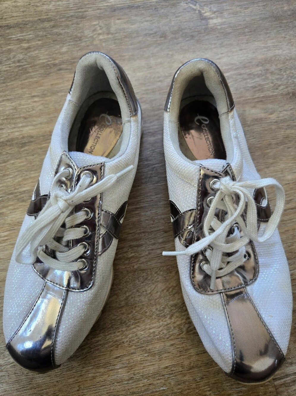 E Collection White And Silver Low Profile Sneaker